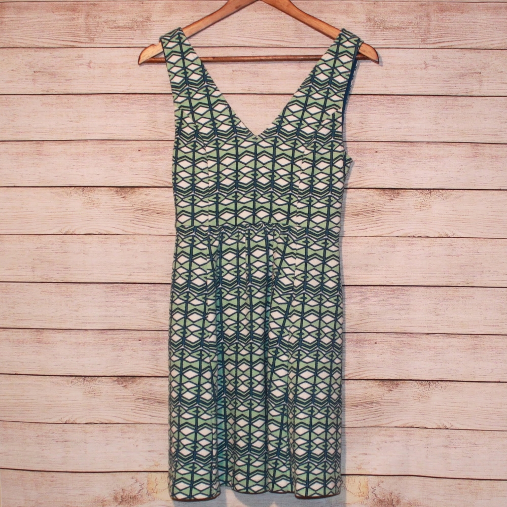 Maeve Aztec Print Blue Dress Back KeyHole